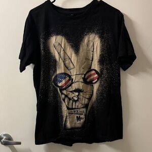 Black John Lennon Graphic T-Shirt with Peace Sign Design